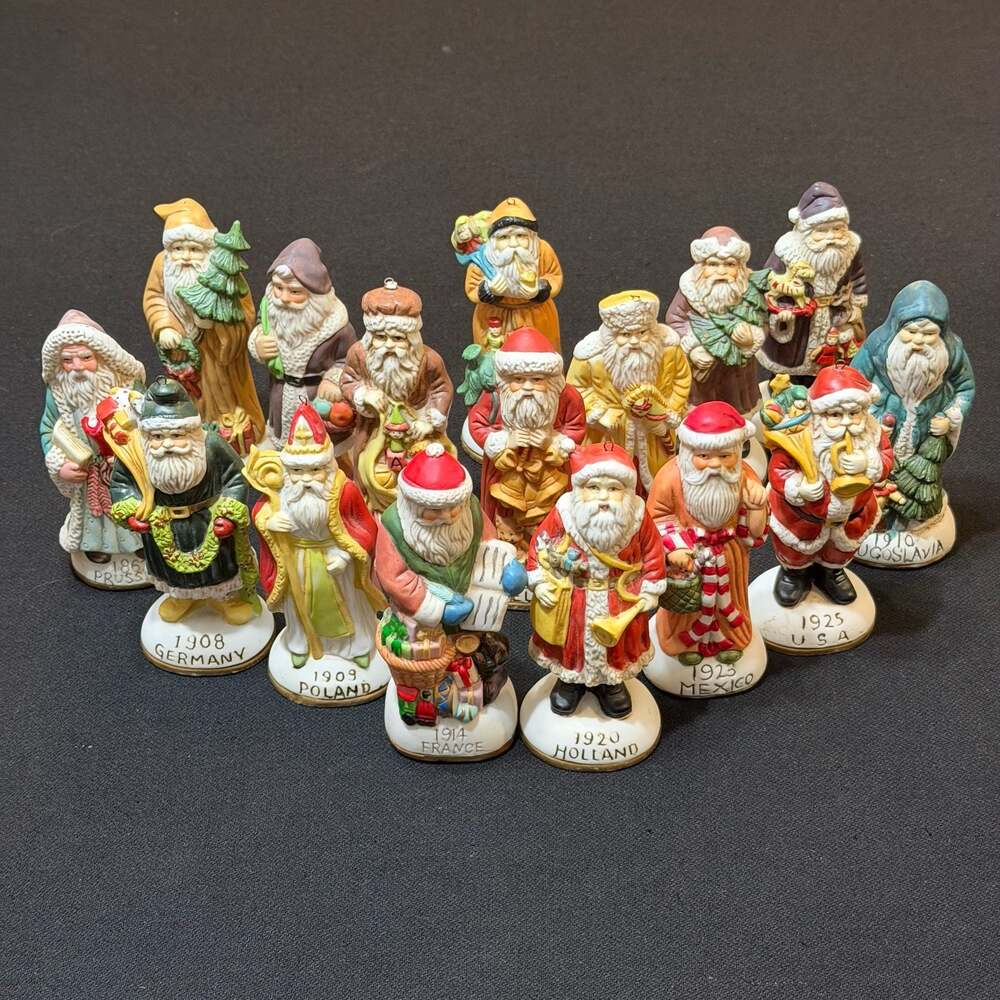 Vintage International Santa Claus Collection Porcelain Figurines Set of 16